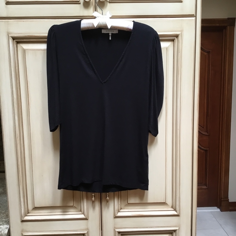 Frame Black  Puff Sleeve Top